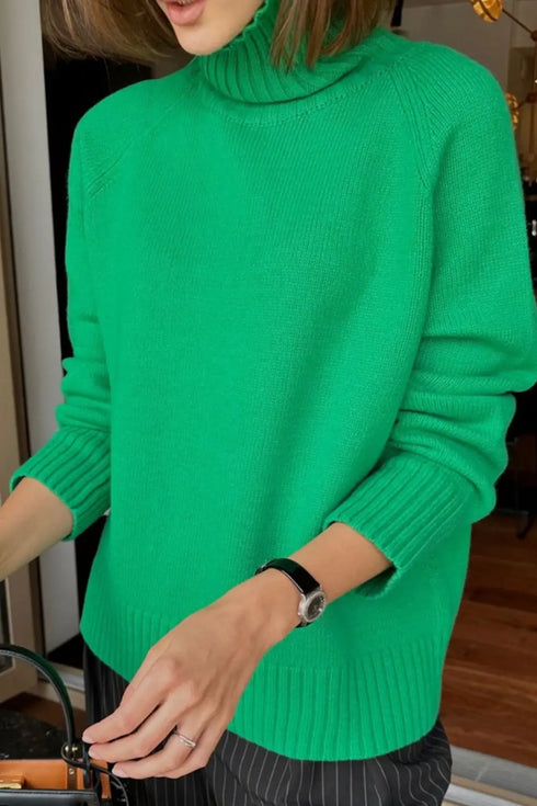 'Scarlett' Ribbed Knit Turtleneck Sweater - Celes Fashion